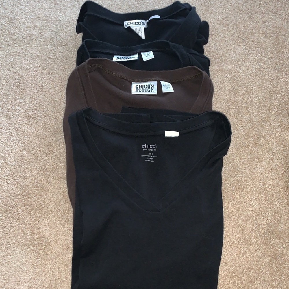 Chico’s Bundle of 3 V-Neck Tees and 1 3/4 Sleeve